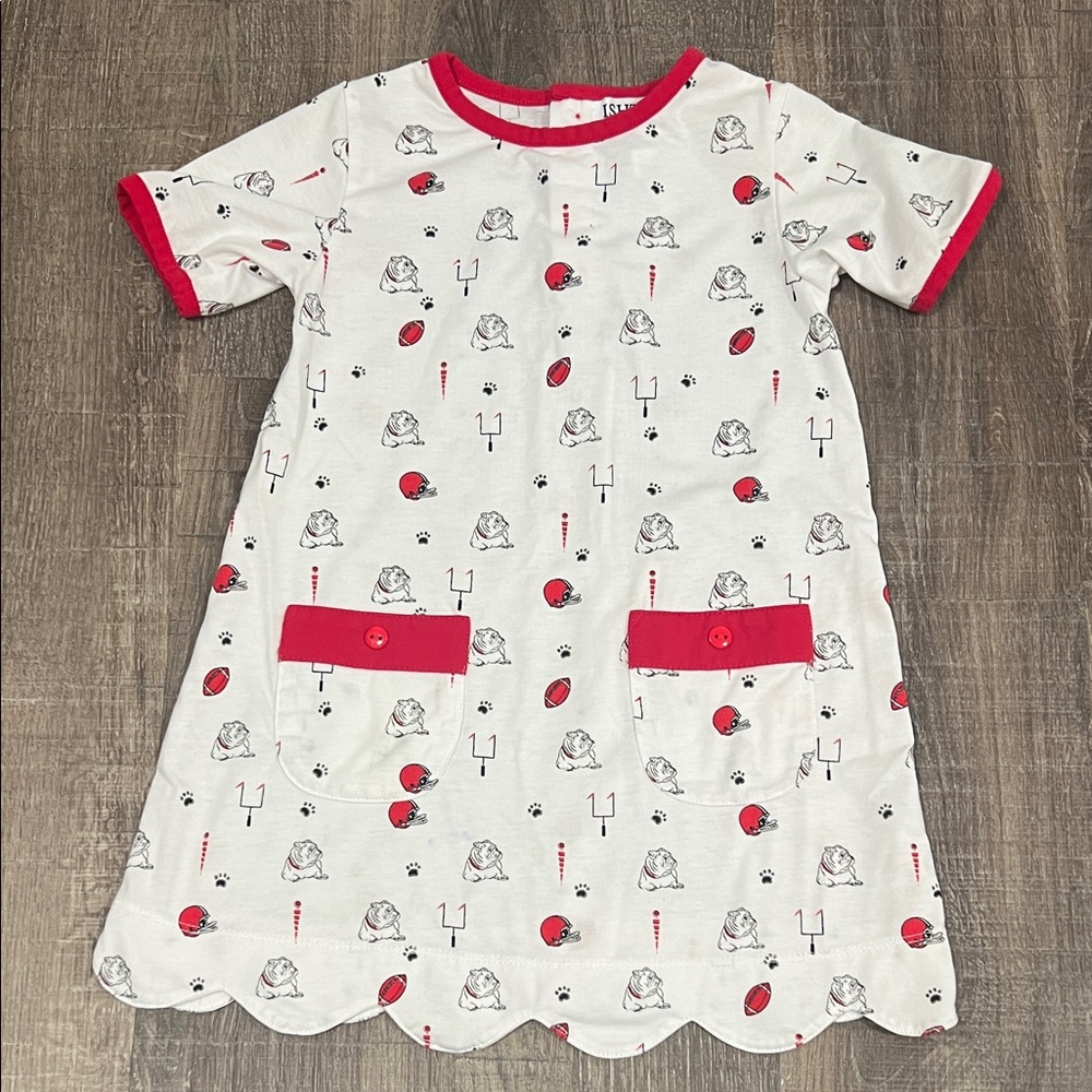 Adorable UGA Dress with Red Accents